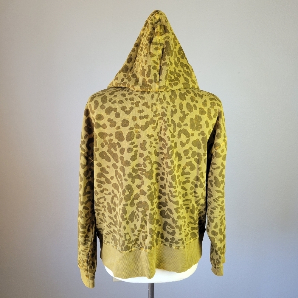 JOY LAB // olive green leopard full zip hoodie jacket - Picture 8 of 9